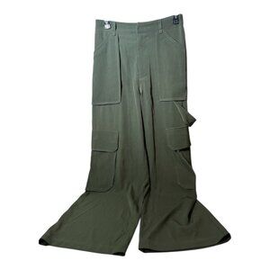 AARON & AMBER Wide Leg Pants Small High Rise Green